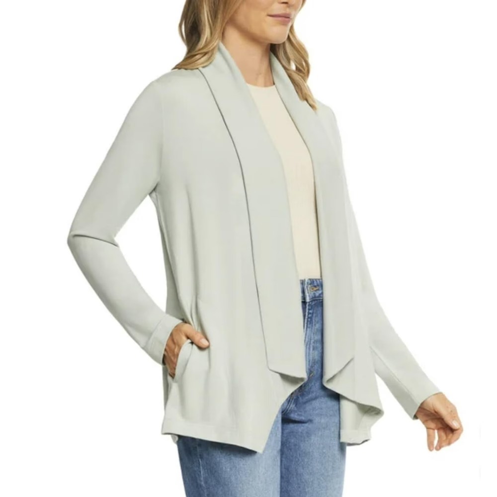 Max & Mia Women's Open Front Drape Cardigan Small Light Olive Pockets NWT